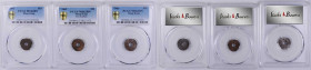 (t) HONG KONG. Mil Trio (3 Pieces), 1863-66. Victoria. All PCGS Certified.

1) 1863. MS-62 Brown. KM-1. 2) 1865. MS-62 Brown. KM-2. Variety without ...