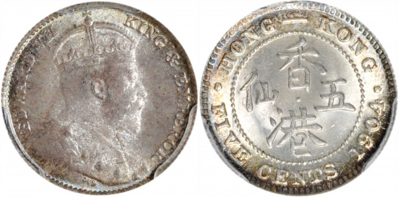 (t) HONG KONG. 5 Cents, 1904. London Mint. PCGS MS-65.

KM-12. A pleasing, lus...