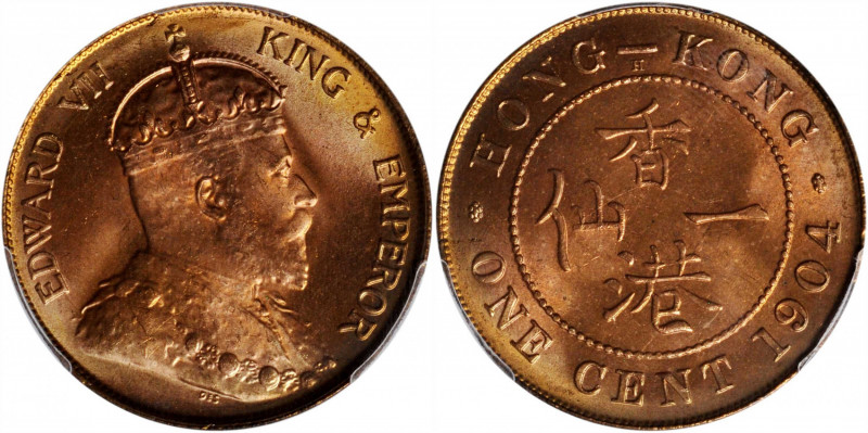 (t) HONG KONG. Cent, 1904-H. Heaton Mint. PCGS MS-65+ Red.

KM-11; Mars-C4. A ...