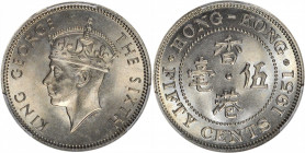 HONG KONG. 50 Cents, 1951. London Mint. PCGS MS-66.

KM-27.1. An eye-appealing Gem with super strike, soft cartwheel luster, and a faint sheen of cy...