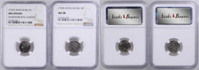 (t) HONG KONG. Duo of 5 Cents (2 Pieces), 1938-9. Both NGC Certified.

1) 1938. AU-58. KM-22. 2) 1939-H. UNC Details--Environmental Damage. KM-22. ...