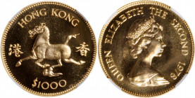 (t) HONG KONG. 1000 Dollars, 1978. Lunar Series, Year of the Horse. NGC MS-68.

Fr-4; KM-44. A well struck with example with near perfect fields and...
