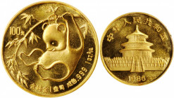 CHINA. 100 Yuan, 1985. Panda Series. Grade: CHOICE PROOF.

Fr-B4; KM-118; PAN-22A. An attractive Proof with mirrored fields and frosty devices.

E...