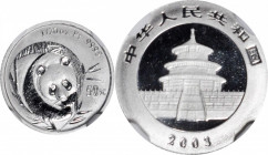 (t) CHINA. 50 Yuan, 2003. Panda Series. NGC PROOF-70 Ultra Cameo.

Fr-B36; KM-1470; PAN-370A. A brilliant, technically flawless Proof with hard mirr...