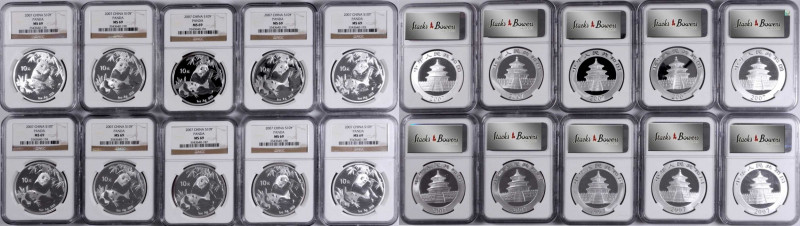 CHINA. Group of 10 Yuan (10 Pieces), 2007. Panda Series. All NGC MS-69 Certified...