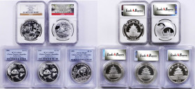 CHINA. Quintet of Silver Proofs (5 Pieces), 1990-2014. All PCGS or NGC Certified.

1) 10 Yuan, 1990. PCGS MS-69. KM-276; PAN-136A. Large Date Variet...