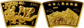 CHINA. 200 Yuan, 2004. Lunar Series, Year of the Monkey. NGC MS-69.

Fr-B75; KM-1549. A fan-shaped coin, brilliant and attractive with mirror-like f...