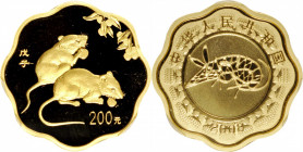 (t) CHINA. Gold 200 Yuan, 2008. Lunar Series, Year of the Rat. PCGS PROOF-69 Deep Cameo.

Fr-B74; KM-1837. Scalloped Edge. A brilliant Proof with ha...
