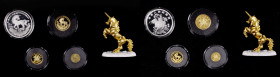 CHINA. Proof Set (4 Pieces), 1994. Unicorn Series. GEM PROOF.

1) Gold 25 Yuan (1/4 oz). KM-678. 2) Gold 10 Yuan (1/10 oz). KM-676. 3) Gold 5 Yuan (...