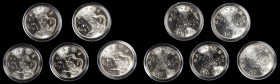 CHINA. Quintet of 10 Yuan (5 Pieces), ND. Average Grade: UNCIRCULATED.

A set of five identical coins featuring a dragon on either side. Sold in ori...