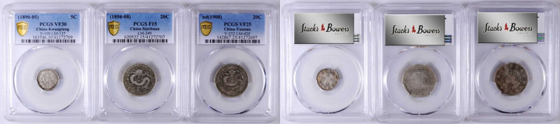 (t) CHINA. Trio of Silver Minors (3 Pieces), 1890-1908. All PCGS Certified.

1...