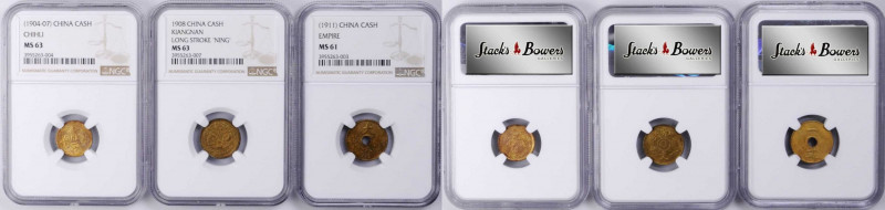 (t) CHINA. Trio of Cash (3 Pieces), 1904-11. All NGC Certified.

1) Chihli. ND...