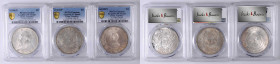 (t) CHINA. Trio of Dollars (3 Pieces), 1914-27. All PCGS Certified.

1) Year 3 (1914). Genuine--Graffiti, UNC Detail. L&M-63; KM-Y-329. 2) Year 10 (...