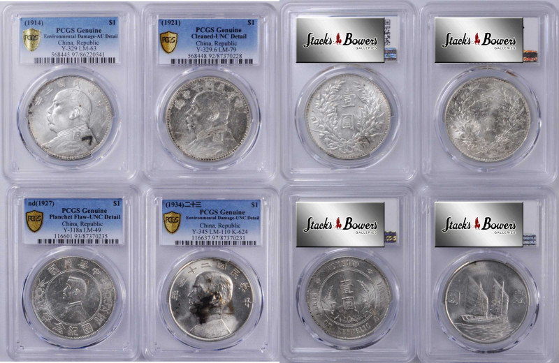 (t) CHINA. Quartet of Republic Dollars (4 Pieces), 1914-34. All PCGS Certified....