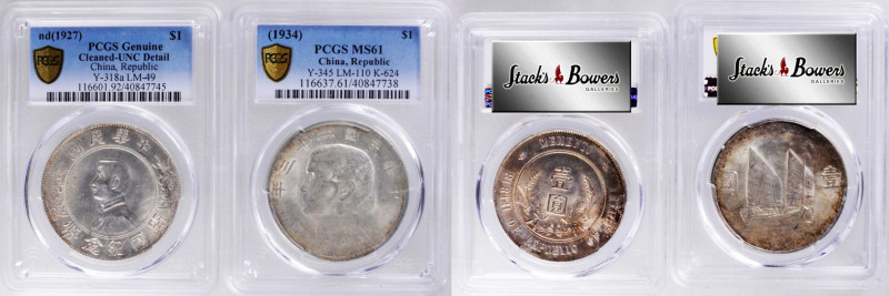 (t) CHINA. Duo of Dollars (2 Pieces), 1927 & 1934. Both PCGS Certified.

1) ND...