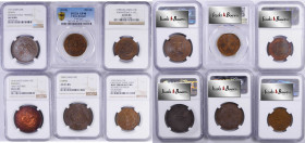 (t) CHINA. Sextet of Copper Minors (6 Pieces), 1900-20. All NGC or PCGS Certified. Grade Range: EF-40 to MS-63 Red Brown.

A varied mix if copper is...