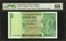 (t) HONG KONG. Lot of (5). Chartered Bank. 10 Dollars, 1981. P-77b. Consecutive. PMG Gem Uncirculated 66 EPQ.

Estimate: $150.00 - $300.00

1981年香...