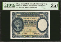 HONG KONG. HK & Shanghai Banking Corp. 1 Dollar, 1935. P-172c. PMG Choice Very Fine 35 EPQ.

Printed by BWC. Allegorical woman at left with watermar...
