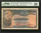 (t) HONG KONG. Hong Kong & Shanghai Banking Corporation. 10 Dollars, 1929-30. P-174b. PMG Very Fine 20.

Watermark of Warrior's head & 10. Dated Jan...