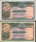 HONG KONG. Lot of (2). Hong Kong & Shanghai Banking Corporation. 10 Dollars, 1946 & 1948. P-178d. Very Fine.

A duo of large format 10 Dollar notes....