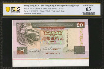 (t) HONG KONG. Lot of (2). Hong Kong & Shanghai Banking Corporation. 20 dollar, 1995. P-201b. PCGS Banknote Choice Uncirculated 63 & 63 PPQ.

Includ...