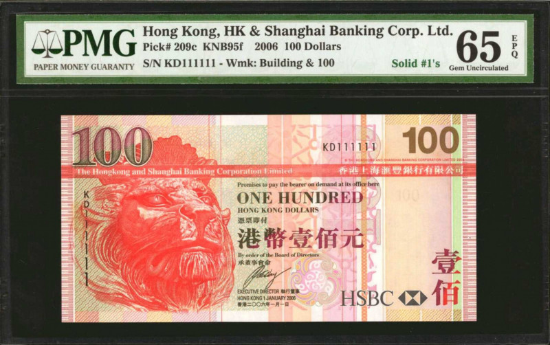 (t) HONG KONG. Hong Kong & Shanghai Banking Corporation Limited. 100 Dollars, 20...