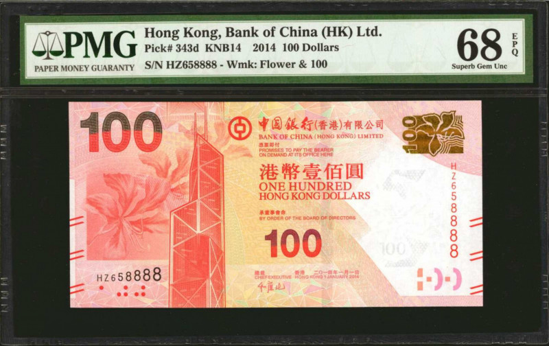 (t) HONG KONG. Lot of (2). Bank of China (HK) Limited. 100 Dollars, 2014. P-343d...