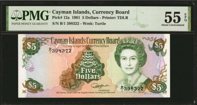 CAYMAN ISLANDS. Cayman Islands Currency Board. 5 Dollars, 1991. P-12a. PMG About...