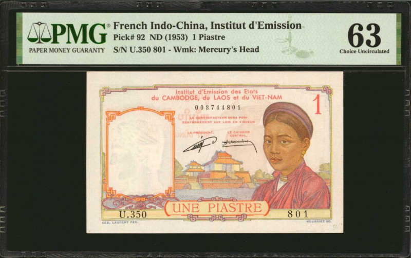 FRENCH INDO-CHINA. Institut D'Emission des etats du Cambodge, du Laos et du Viet...