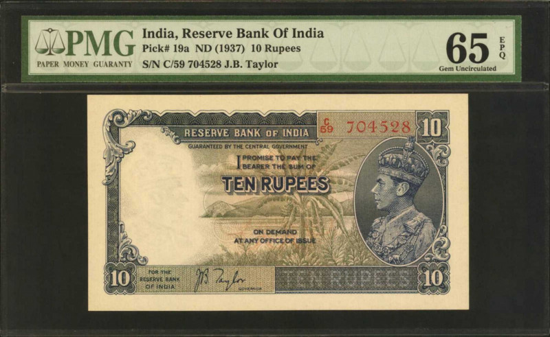 INDIA. Reserve Bank of India. 10 Rupees, ND (1937). P-19a. PMG Gem Uncirculated ...