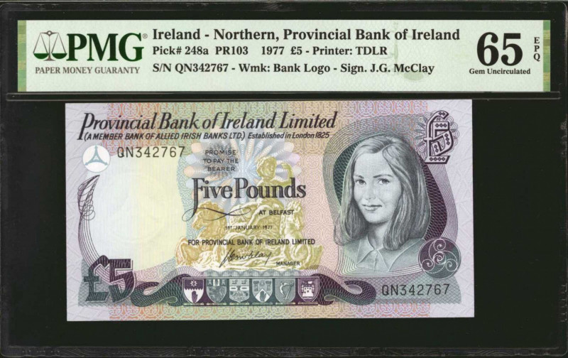 IRELAND, NORTHERN. Provincial Bank if Ireland. 5 Pounds, 1977. P-248a. PMG Gem U...