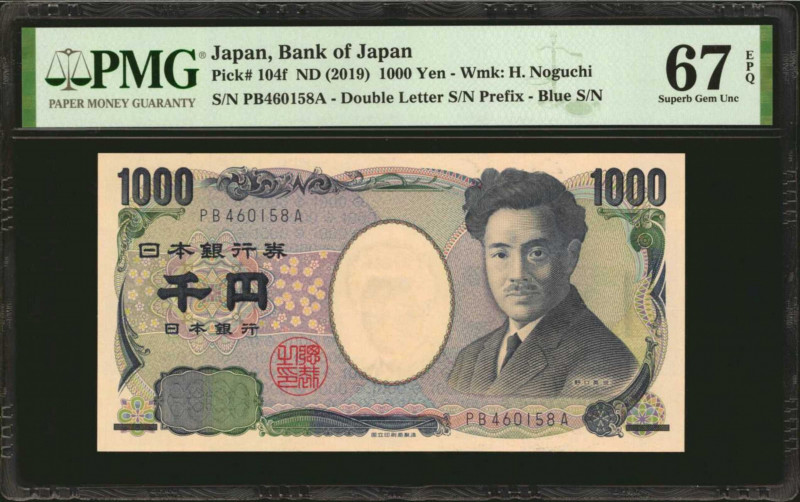 JAPAN. Bank of Japan. 1000 Yen, ND (2019). P-104f. PMG Superb Gem Uncirculated 6...