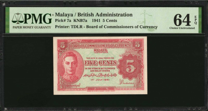 MALAYA. Lot of (2). Board of Commissioners of Currency. 5 & 10 Cents, 1941 & 194...