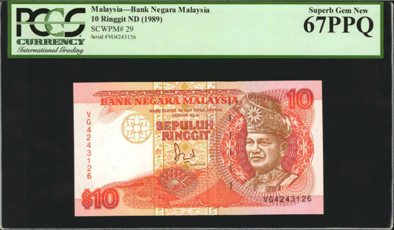 MALAYSIA. Bank Negara Malaysia. 10 Ringgit, ND (1989). P-29. PCGS Currency Super...