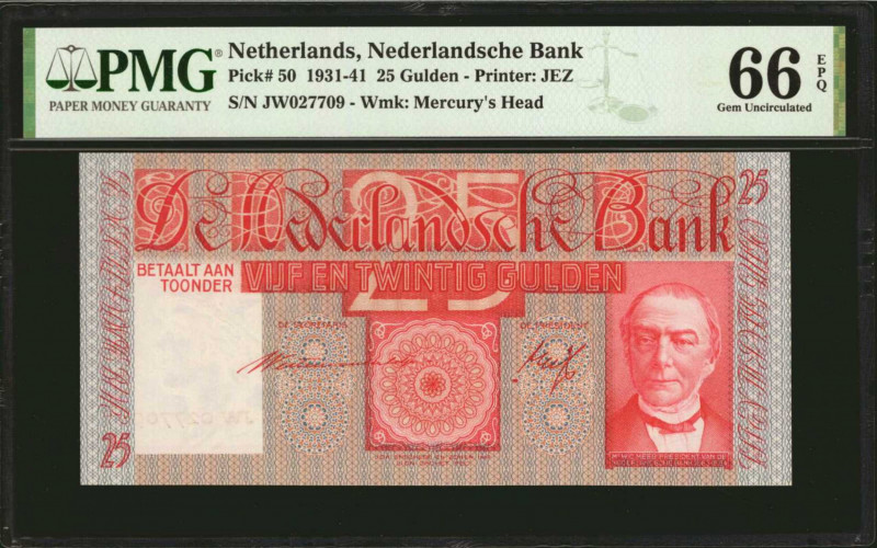 NETHERLANDS. Nederlandsche Bank. 25 Gulden, 1931-41. P-50. PMG Gem Uncirculated ...