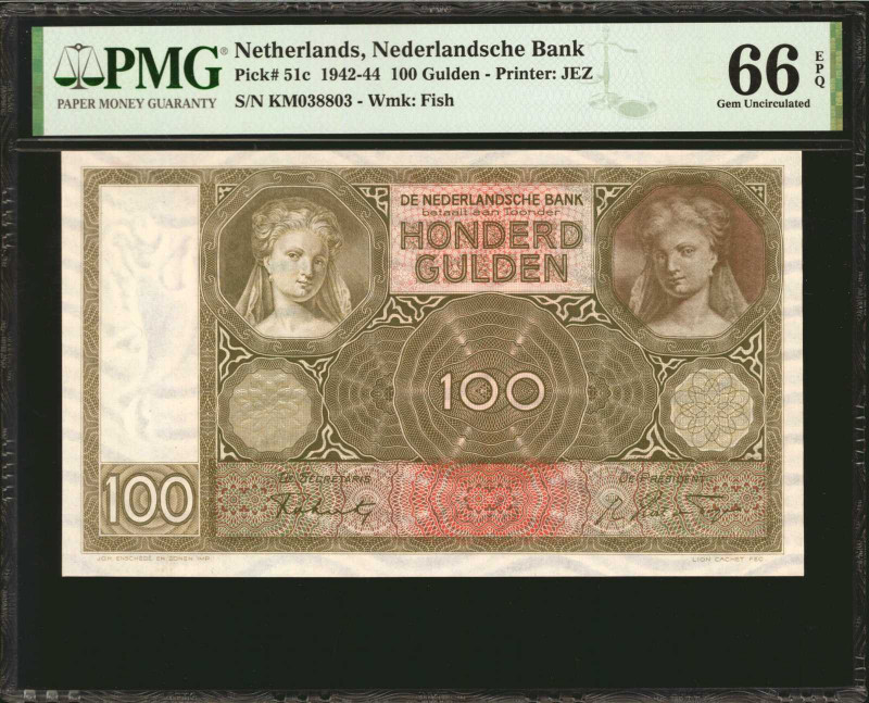 NETHERLANDS. Nederlandsche Bank. 100 Gulden, 1942-44. P-51c. PMG Gem Uncirculate...