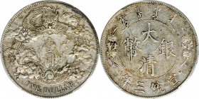 (t) CHINA. Dollar, Year 3 (1911). Tientsin Mint. PCGS Genuine--Chopmark, EF Details.

L&M-37; K-227; KM-Y-31; WS-0046b. Variety with no dot after "D...