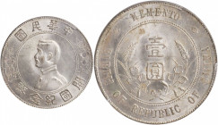 (t) CHINA. Dollar, ND (1927). PCGS MS-63.

L&M-49; K-608; KM-Y-318a.1; WS-0160. A pleasing Dollar with soft cartwheel luster and some spotty toning ...