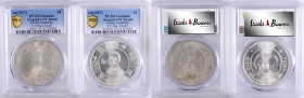 (t) CHINA. Duo of "Memento" Dollars (2 Pieces), ND (1927). Both PCGS Certified.

L&M-49; KM-Y-318a.1; WS-0160. 1) Genuine--Cleaned, UNC Detail. 2) G...