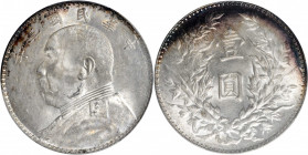 (t) CHINA. Dollar, Year 3 (1914). PCGS MS-62.

L&M-63; K-646; KM-Y-329; WS-0174-8. Triangle Yuan variety. A well preserved example with satin likely...