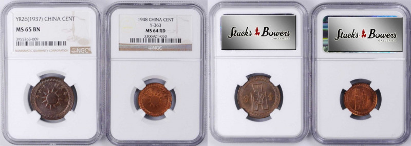 (t) CHINA. Duo of Cents (2 Pieces), 1937 & 1948. Both NGC Certified.

1) Year ...