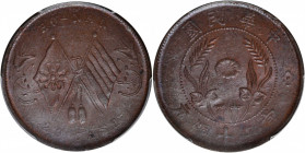 (t) CHINA. Honan. 20 Cash, ND (1920). PCGS MS-62 Brown.

CL-HON.55; KM-Y-393.1. This Choice example presents with silky soft fields that has a bit o...