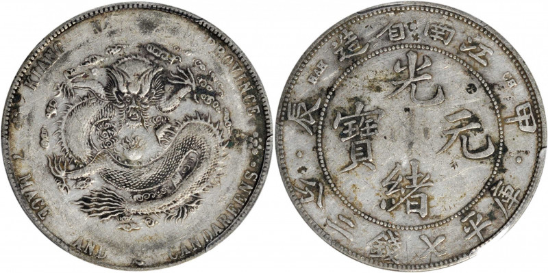 (t) CHINA. Kiangnan. 7 Mace 2 Candareens (Dollar), CD (1904). PCGS Genuine--Chop...