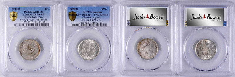 (t) CHINA. Kiangnan. Duo of 20 Cents (2 Pieces), 1901-02. Both PCGS Certified.
...