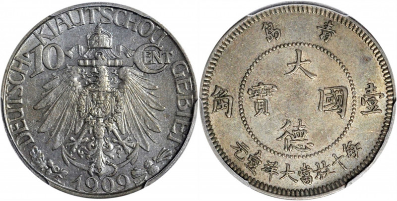 (t) CHINA. Kiau Chau. 10 Cents, 1909. PCGS Genuine--Cleaned, Unc Details.

KM-...