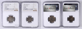 (t) CHINA. Kiau Chau. Duo of Copper-Nickel (2 Pieces), 1909. Both NGC AU-58 Certified.

1) 10 Cents. KM-2. 2) 5 Cents. KM-1. 

Estimate: $200.00 -...