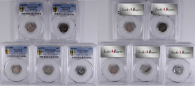 CHINA. Kirin. 7.2 Candareens (10 Cents) Quintet (5 Pieces), ND (1898). All PCGS Certified.

L&M-519; KM-Y-180. All variety with flower basket in cen...