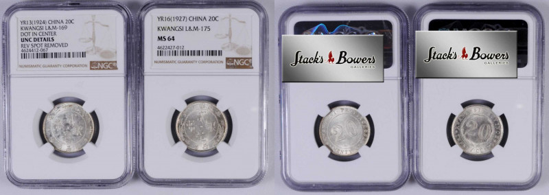 (t) CHINA. Kwangsi. Duo of 20 Cents (2 Pieces), 1924-27. Both NGC Certified.

...