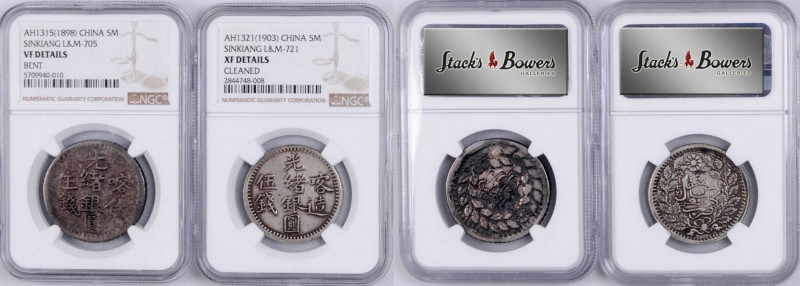 CHINA. Sinkiang. Duo of 5 Mace (Miscals) (2 Pieces), 1898 & 1903. Both NGC Certi...