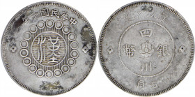 (t) CHINA. Szechuan. 50 Cents, Year 1 (1912). PCGS Genuine--Cleaned, VF Details.

L&M-367; K-784; KM-Y-455; WS-0782. "Cross rosettes" variety. A mos...
